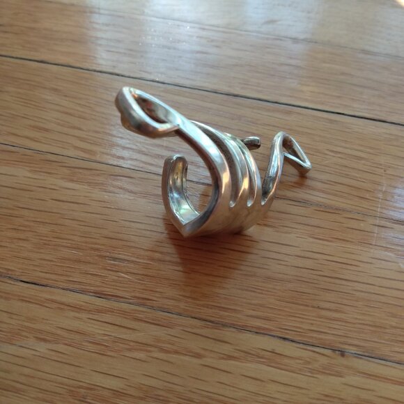 Large Vintage Fork Ring Silver Tone Twisted Avant Garde Design Thick Men Jewelry - Picture 3 of 16
